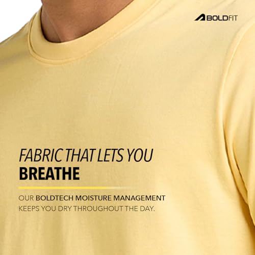 Image of Boldfit Tshirt for Man, Crew Neck Regular Fit Mens Tshirt, Half Sleeves Plain Soft Cotton Blend T Shirt, Breathable Everyday Comfort, Timeless Style & Fade-Resistant Fabric Ideal for All Body Types
