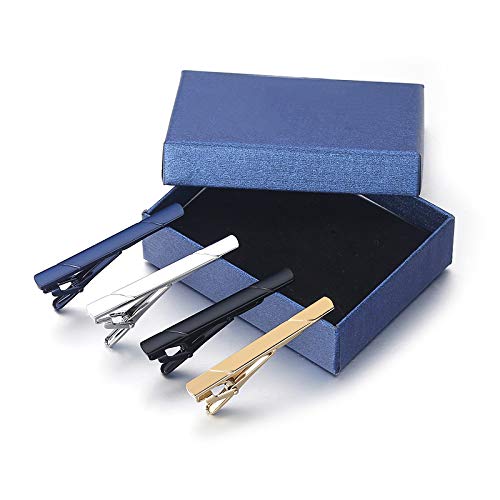 SEVENSTONE 4 Pcs Tie Clips for Men Tie Pin Set Ties Necktie Business Bar Clips - Thumbnail 7