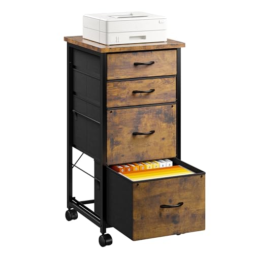 Image of DurayLoly 4-Drawer Rolling File Cabinet Fits A4 Letter Size For Home Office