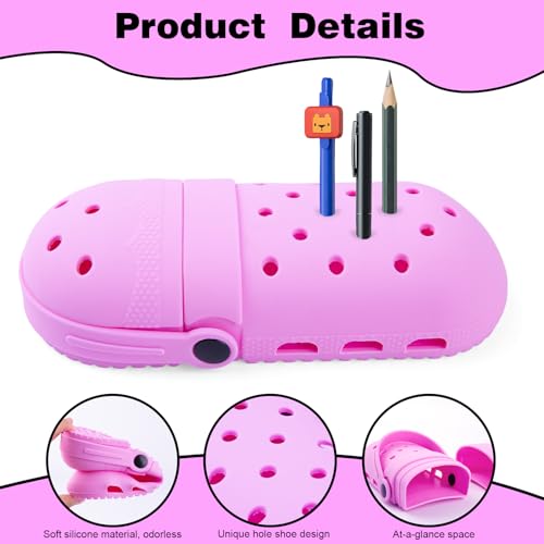 Image of elephtree Funny Shoes Shaped Silicone Pencil Holder for Teacher Appreciation Gifts Adult Pencil Storage Organizer Cute Desktop Pen case Creative Stationery Storage for Office Classroom Home (Pink)