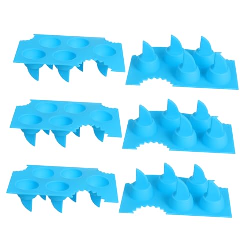 Cabilock 6 piezas Moldes de Silicona para Cubitos de Hielo con Forma de Aletas de Flexibles y Reutilizables de Azul Perfectos para Bebidas Cócteles y Fiestas