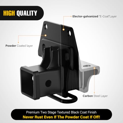 Image of Nilight 2 Inch Rear Trailer Hitch Receiver for Toyota 4Runner & Lexus GX470 | Fits 4Runner 2003-2022 and GX470 2003-2009, 6000 LBS Bolt-On Tow Hitch with Rubber Cover & Tightener Kit