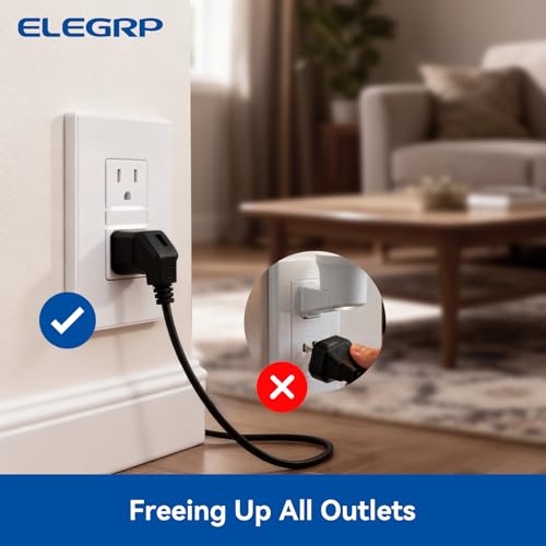 Image of ELEGRP Decorative Outlet Night Light, Electrical Wall Outlets with Built in Led Guidelight 6000K, Tamper Resistant Receptacle, 15 Amp 125 Volt, Matte White, 6 Pack