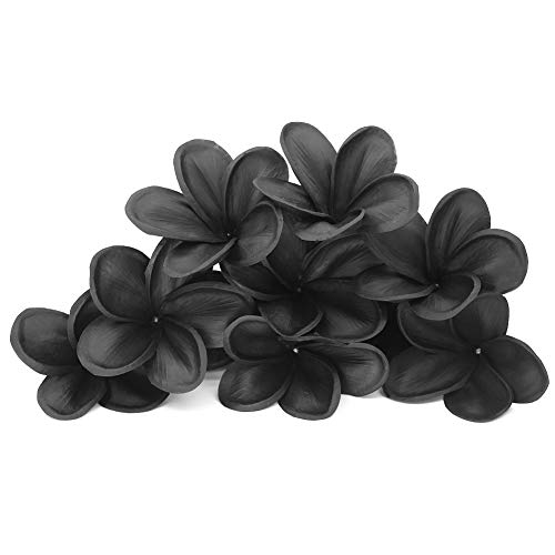 Winterworm Bunch of 10 PU Real Touch Lifelike Artificial Plumeria Frangipani Flower Bouquets Wedding Home Party Decoration (Black)
