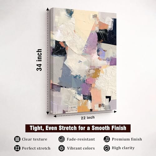 Image of Modern Abstract Stretched Canvas Painting For Living Room | Colorful Expression Stretched Canvas Wall Art For Livingroom Home Decor, Bedroom, Hallway's, Office, Hotel - 56x86 cm