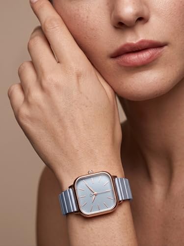 Image of AMERICANVIBER | Premium Square Analog Watch for Women & Girls | Stylish Stainless Steel Strap | Elegant Heart Second Hand | Adjustable Lock | Trendy Ladies Wrist Watch under 499 | Square Case Design | Perfect for Casual | Affordable Fashion Watch for Girls