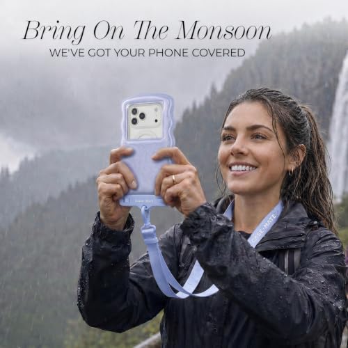 Image of Case-Mate Wavy IP68 Large Waterproof Phone Pouch - Mist Twinkle | Hidden Pocket for Card /Cash - Floating Mobile Cover w /Crossbody Lanyard - Fits All Phones - Travel Accessory for Beach & More
