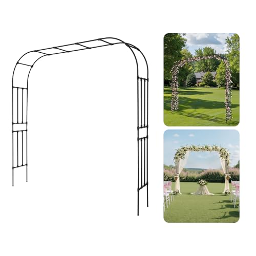 VEVOR Arco de Metal para Rosas 240 x 250 x 40 cm Arco para Rosas Trepadoras con Tubos de Acero Galvanizado Resistente para Exteriores Decorativo para Plantas Trepadoras para Jardín, Boda, Negro