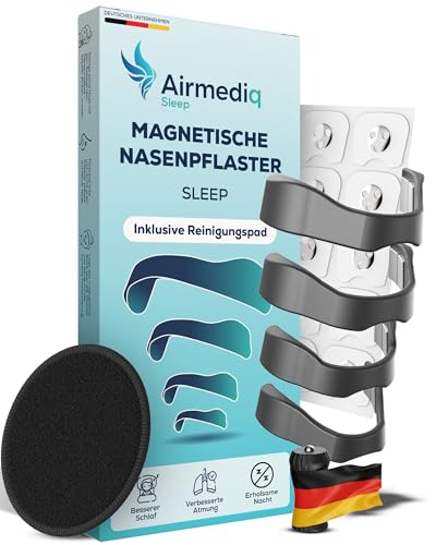 AirMediq Magnetische Nasenpflaster Schlaf [30 Stück] Schnarchstopper Nose Strips Magnet Anti Schnarch Nasen Pflaster Nasenstrips besser Atmen gegen Schnarchen Nose Tape Made in DE