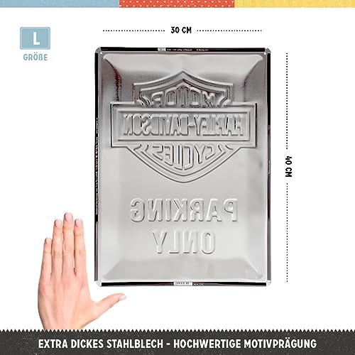 Nostalgic-Art Harley-Davidson Parking Only - Gift idea for motorcycle fansRetro Tin SignMetal PlaqueVintage design for decoration30 x 40 cm