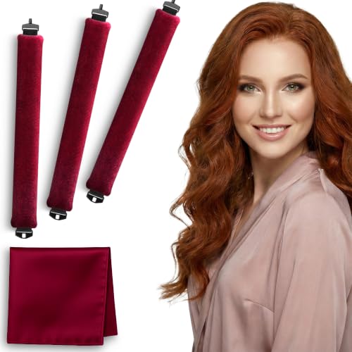 VISOFO Heatless Curls Overnight, Rods for Blowout Look, 3 Set, Ruby