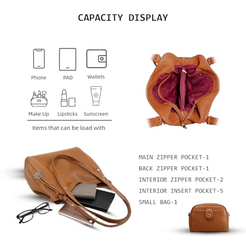 PU Leather Hobo Tote Bag Set for Women, Large Shoulder Handbag with Adjustable Strap and Crossbody Bag, Ideal for Daily Use4