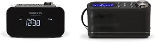 Roberts Radio ORTUS2BK DAB+/DAB/FM Alarm Clock Radio with USB Smartphone Charging - Black & Play10 DAB/DAB+/FM Digital Radio with Simple Presets - Black