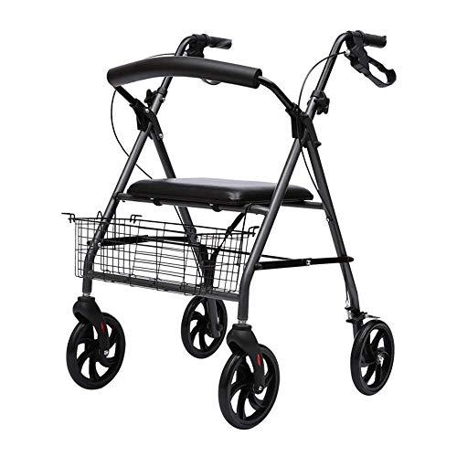 Rollator Pieghevole Rollator Walkers Rollator Walker, Pieghevole Mobility Rolling Walker Con Freno A Mano Ausili Per La Mobilità In Alluminio Con Sedile Bracciolo Regolabile Walker Leggero Per Anzian