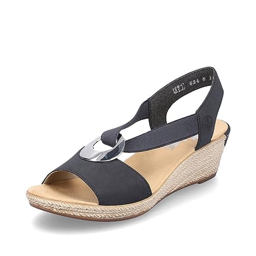 Image of Rieker 624H6 Fanni Women's Wedge Sandals - Lightweight, Comfortable and Supportive - Slip On Sandals with Cushioned Insole and High Wedge for Everyday Stylish Wear