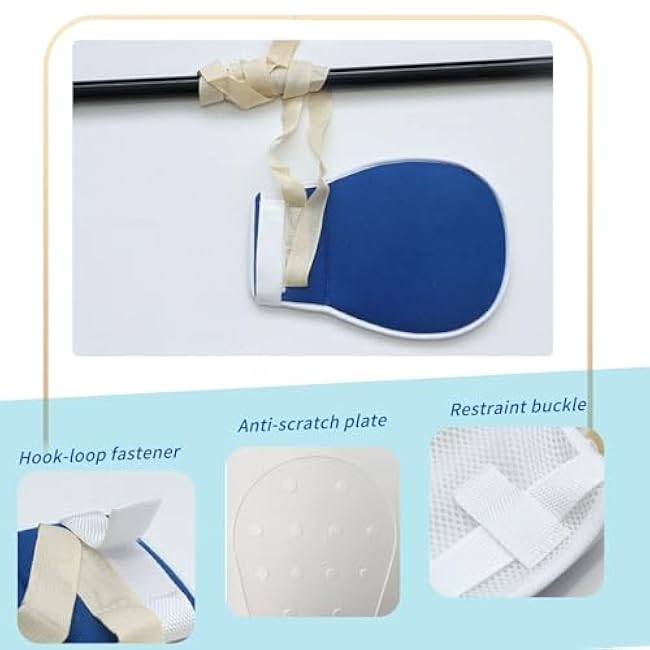 Lmaray Dementia Restraint Gloves 2 Pack, Breathable Anti Scratch Mitts for Elderly Patients, Safety Control Gloves for Adults