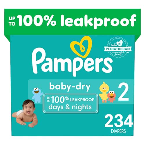 Image of Pampers Baby Dry Diapers - Size 2, One Month Supply (234 Count), Absorbent Disposable Diapers