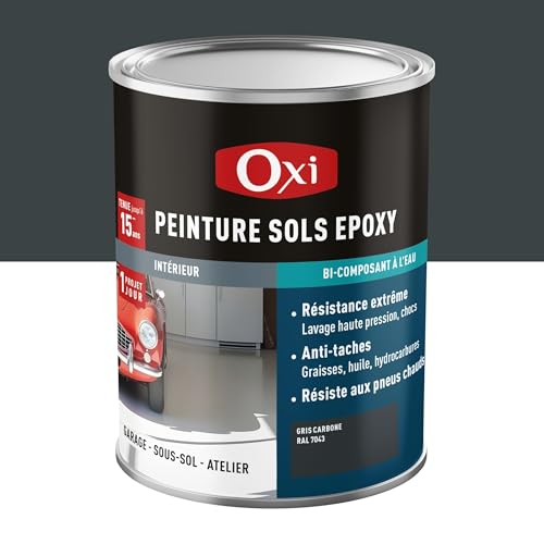 Oxi - Peinture Époxy Sols - Peinture Sol Extérieur Sans Sous-Couche - A Base de Résine Époxy - Bi-Composant - Béton, Carrelage, Ciment ou Pierre-Carbone...