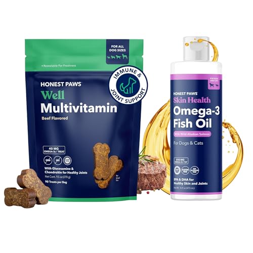 Honest Paws Dog Multivitamin Chews and Fish Oil Bundle