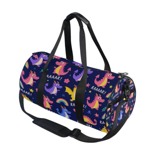 Bolsa de lona unisex con compartimento interno y estampado de dragón para entrenar