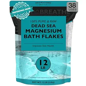 Aromasong Magnesium Flakes for Bath from The Dead Sea- 12 LB Resealable Pack Magnesium Chloride Flakes -Organic Bath Salt Muscle Relaxing Mineral Soak (Packaging May Vary)