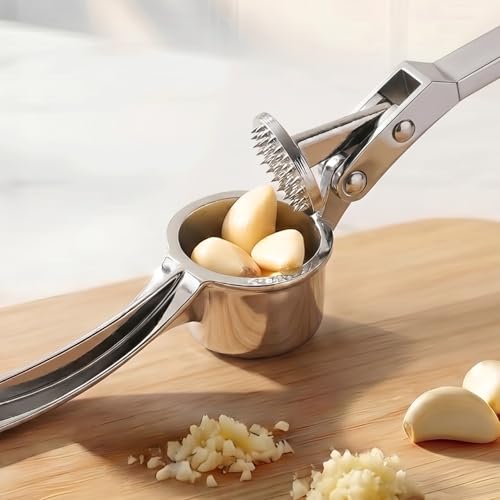 Image of Nestasia Stainless Steel Garlic Press Crusher - Rust Resistant Manual Easy-Squeeze Ginger Mincer for Kitchen | Dishwasher Safe Hand Press Garlic Grinding Tool for Fine Mincing