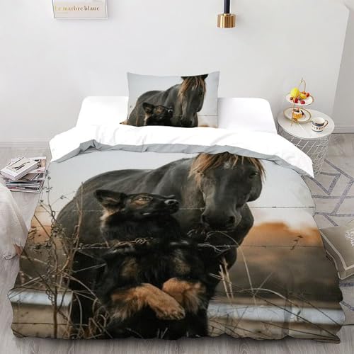 Housse de couette single microfibre imprimé 3D animaux zippée