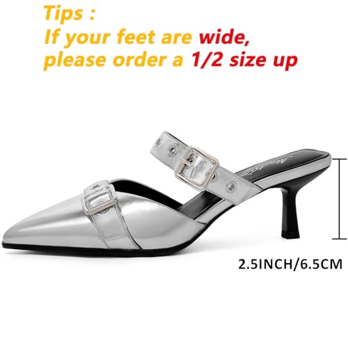 Image of Mostrin Kitten Heels for Women Pointed Closed Toe Heels Vintage Stiletto Dressy Pumps Shoes for Office Work Party