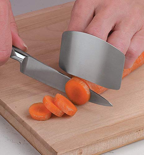 Image of axenta Stainless Steel Finger Guard for Safe Cutting - Adjustable Knife Finger Protector for Kitchen, Anti-Cut Finger Guard Shield for Slicing, Chopping, Dicing Pack of 1