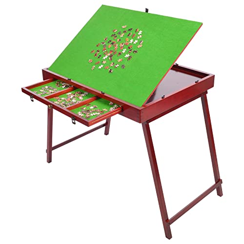 JAGAHAHA Folding Wooden Jigsaw Puzzle table with Storage Drawer - jigsaw board with Adjustable Angle, Relief for Back and Neck Pain - Ideal for Adult Puzzle Enthusiasts