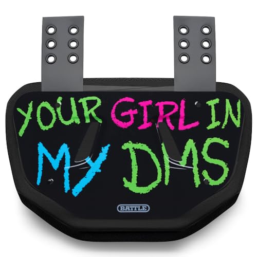 Battle Sports Novelty Football Back Plate – Hard Shell Lower Back Protector with Contoured Foam for High-Impact Protection - Youth, in My DMS