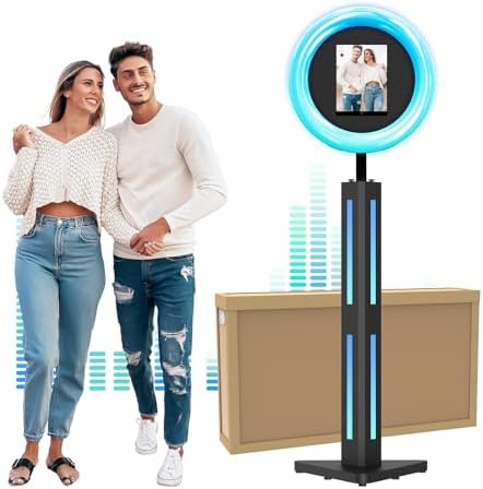 Photo Booth Compatible with Ipad 12.9in 11in 10.9in 10.2in, Photo Booth Machine with ChackTok PhotoBooth VIP Member, Ring Light, Selfie Photo Booth for Parties,Wedding and Events