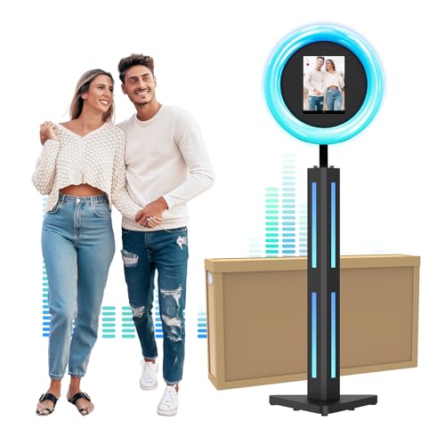 Photo Booth Compatible with Ipad 12.9in 11in 10.9in 10.2in, Photo Booth Machine with ChackTok PhotoBooth VIP Member, Ring Light, Selfie Photo Booth for Parties,Wedding and Events