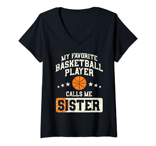 Femme favorite basketball player sister family matching girls t-shirt avec col en v