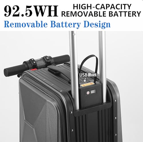 Smart Electric Luggage, Portable Rideable Suitcase, Aluminum Frame Suitcase, 20L Capacity, Load 242 LBs, Speed Adjustment, One-Button Telescopic, Removable Battery, for Travel and Vacation,Silver4
