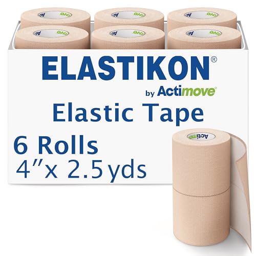 ELASTIKON by Actimove Elastic Athletic Tape - Provides Support for Sprains Strains Muscle Injuries - for Sport and Veterinary Applications - 4 in x 2.5 yd 6 Rolls