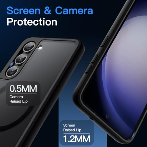 Image of JETech Magnetic Cover Case for Samsung Galaxy S23+ / S23 Plus 5G 6.6-Inch, Compatible with MagSafe, Translucent Matte Back Shockproof Phone Cover (Black)