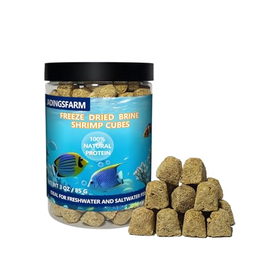 JADINGSFARM Freeze Dried Brine Shrimp Cubes 3 OZ Brine Shrimp Freeze Dried Aquatic Foods for Tropical Fish Marine Fish and Aquatic Turtles.