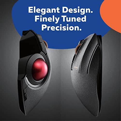Elecom EX-G Pro Trackball Mouse, Wired, Wireless, Bluetooth, 3 Types Connection, Thumb Control, 8-Button Function, Ergonomic Design, 34 Red Ball, Windows11, macOS (M-XPT1MRXBK)