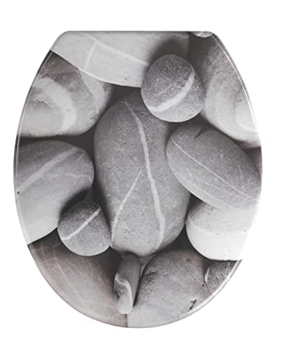 Wenko 19549100 WC-Sitz Stones - rostfreie Edelstahlbefestigung, Duroplast
