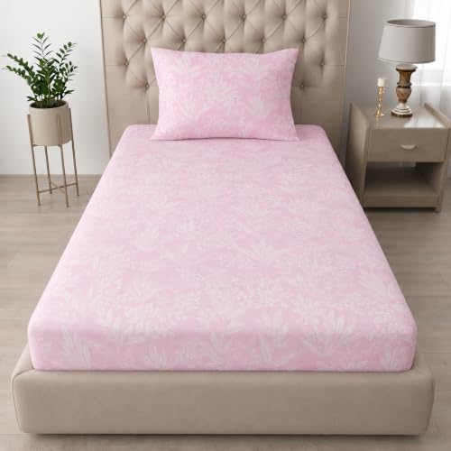 Image of Amazon Brand - Umi Elegant Printed Single Bedsheet 60x90 Inch | 100% Soft Cotton 160 TC | Single Bed Sheet with Pillow Cover 17X27
