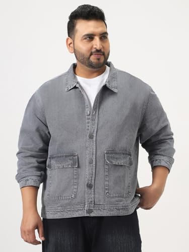 Image of Urbano Plus Men's Relaxed Fit Full Sleeve Utility Denim Jacket