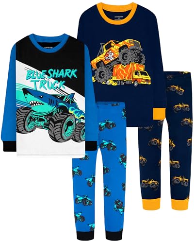 Image of DAUGHTER QUEEN Boys Pajamas 4 Pieces Long Set 100% Cotton Sleepwear Size 18 Months-12 Years