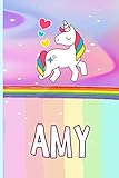  Amy: Cute Personalized Unicorn Sketch-notebook For Girls With Amy Name and unicorn rainbow: 6 x 9 120 pages. Doodle, Sketch, Create!