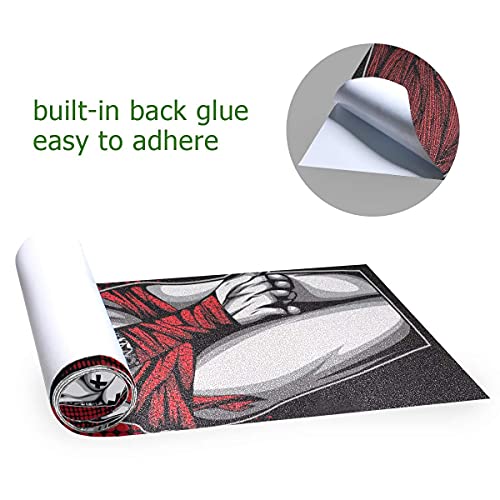 Hupery Skateboard Grip Tape Longboard Griptape Sexy Tattoo Women Waterproof Grip Tape Sheet Sticker Deck Sandpaper Griptape 33.1X 9.1 Inch #TOP2