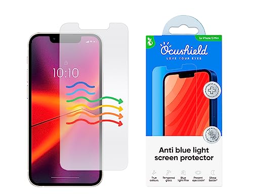 Image of Ocushield Anti Blue Light Tempered Glass Screen Protector for iPhone 13 Mini 5.4 inch - Protect Your Eyes, Reduce Migraines & Improve Sleep