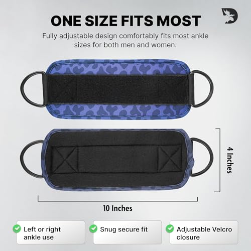 Image of DMoose Ankle Strap for Cable Machine - One Size Fit with Premium Padding, Workout Kickback Ankle Cuffs, Ankle Bands for Working Out, Booty Workouts, Leg Extension, Hip Abductors & Lower Body Exercises