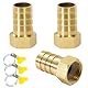 Messing Rohr Adapter, 3 Stück 19 mm Widerhaken x 1/2 Zoll Innengewinde Rohrverbinder aus Messing mit Gewinde, Schlauchtülle Verschraubung mit Klemmen für Wasser, Gas, Luft