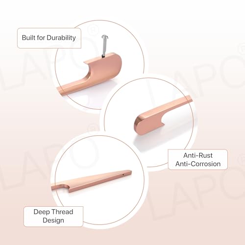 Image of LAPO 12 Inch Drawer Handles Set for Modular Kitchen, Suitable for Wardrobe and Cupboard, Comfortable Holding Build, Corrosion Safe Surface, Hole to Hole Size 25.5 cm, DIY Setup (Rose Gold, Pack of 4)