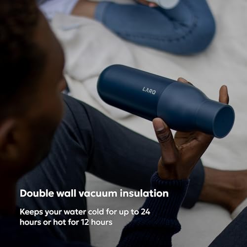 Image of LARQ Bottle Purevis 17 Oz - Self-Cleaning And Insulated Stainless Steel Water Bottle With UV Water Purifier And Award-Winning Design | Reusable & Travel Friendly, 1-Year Warranty, Monaco Blue, 500 Ml